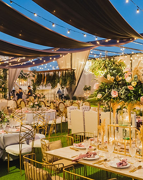 Wedding Venue with Glorious Lighting and Abundant Flowers by Cocktails Catering