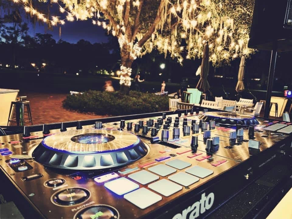 All Inclusive Weddings Orlando With DJ Icon Equipment At Outdoor Wedding At Night