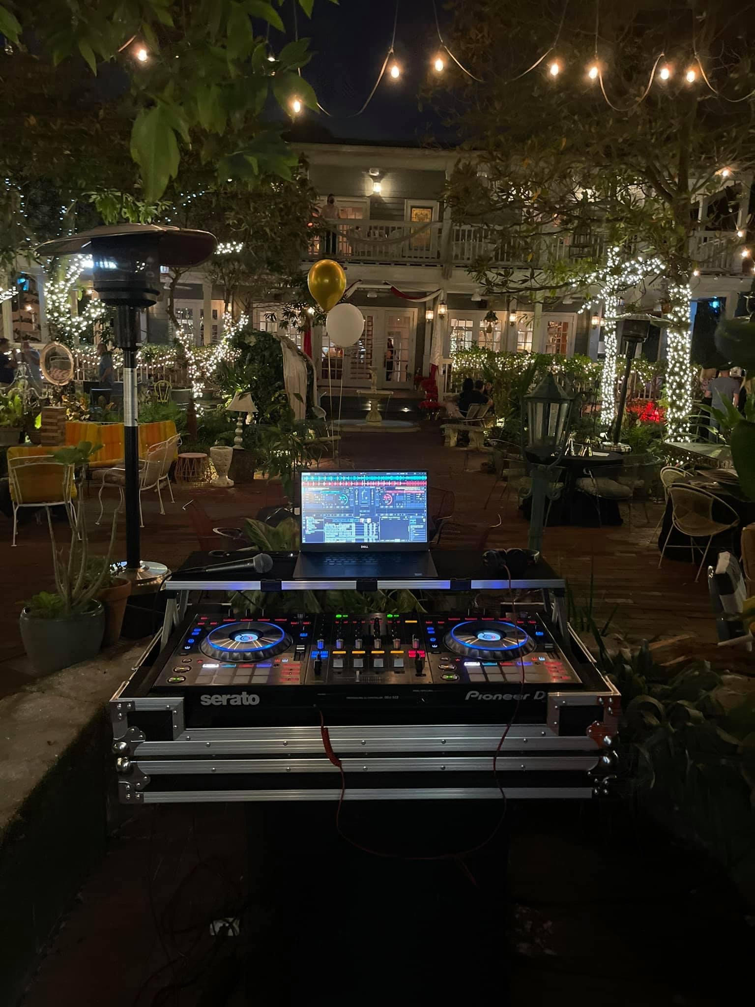 All Inclusive Weddings Orlando With DJ Icon Setting Up At Outdoor Wedding At Night